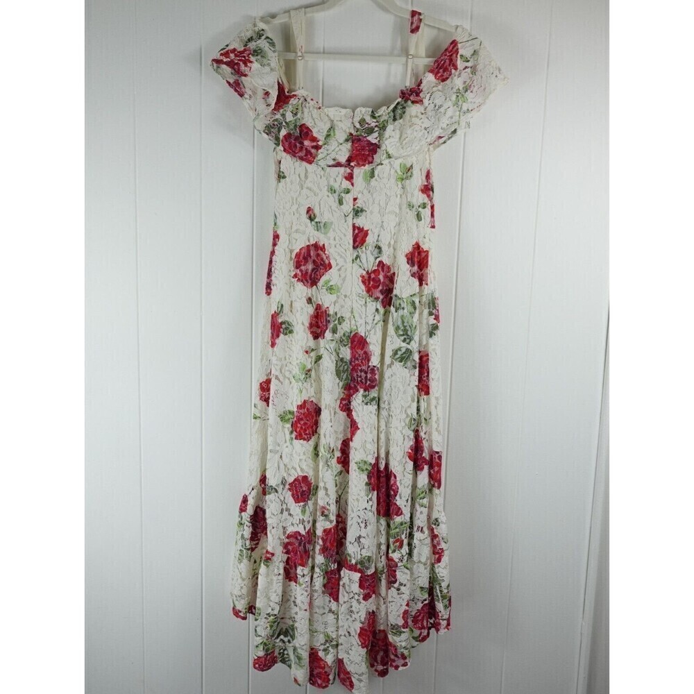 BCBGMaxazria Womens Floral Rose Dress Lace Overlay X-Small - Picture 10 of 13